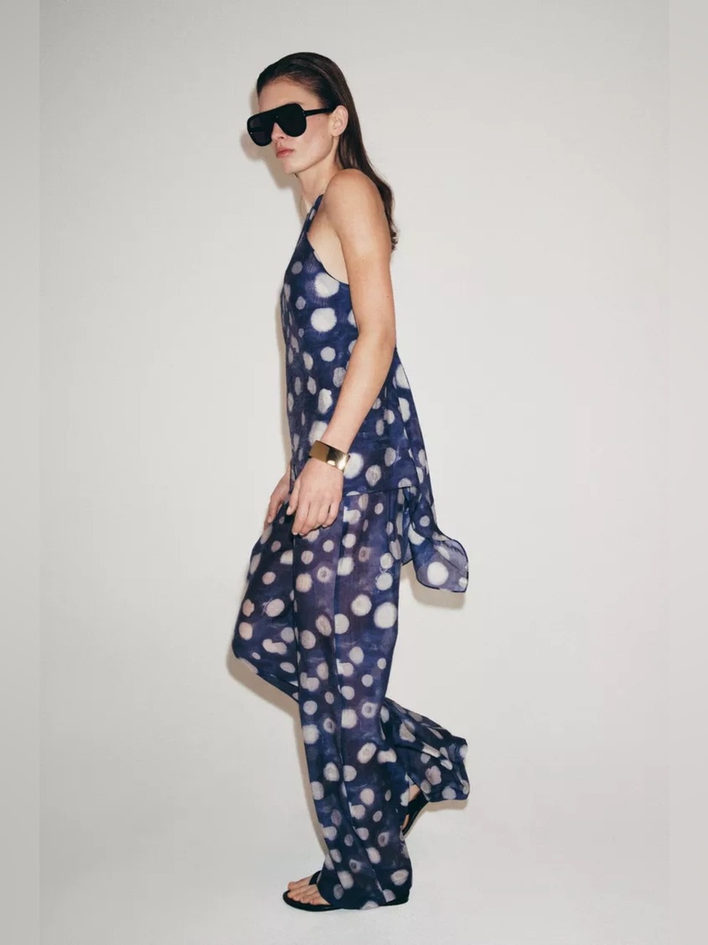 Zara ZW Women's Navy Polka Dot  Pants. POP - Picture 5 of 9